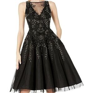 Aidan Mattox Black Embellished Midi Dress Size 8 NWT